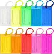 VOCIBO® Pack of 10 PVC Suitcase Tags, Suitcase Tags with Address Label, Luggage Tag with Silicone Cable, Includes Privacy Name Plate