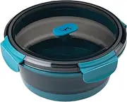 [Lurch] Food Storage Box Silicone 800 ml Round Petrol - Foldable and Leak-Proof - Lunch Box for on The Go