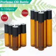 5/10ml Essential Oil Roll On Ball Amber Glass Bottle Rollerball Perfume 5-100PCS