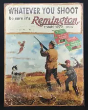 Remington Father & Son Hunting Metal Sign Whatever You Shoot - Made in USA