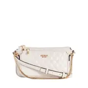 GUESS White Yarmilla Double Pouch Crossbody Bag