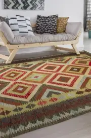 Vintage Hand Woven Kilim Rug 5'6" x 8'1" Traditional Wool Carpet
