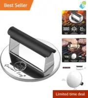 Professional 2lb Smash Burger Press with Non-Stick Surface for Griddle Cooking