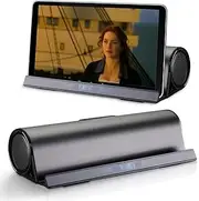 Wireless Bluetooth Speakers, Portable Phone Tablet Stand Holder Speaker, Dual Drivers Bass Stereo Dock Speaker for iPad, Phone, Outdoor, Travel, Home Party (Black)