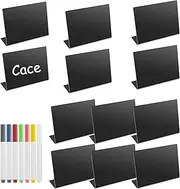 12 Pcs Mini Chalkboard Signs, 4"x3" Small Food Labels for Party Buffet, Reusable L Shape Small Buffet Table Sign with Marker, Table Name Tags, Small Food Label Table Sign Chalkboard for Wedding