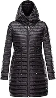 [Generic] Women's Ultra Light Down Jacket Long Jacket Portable Lightweight Slim Warm Feather Coat