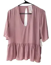 Sadie and Sage Size S Mauve Rayon Open Back Peplum Blouse