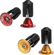 uxcell 2Pair Bar End Plugs Aluminum Handlebar End Caps Bike Plugs 0.7oz Expanding Locking for MTB Road BMX Fixed Gear Bike, Yellow Red