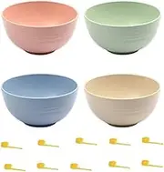 Non-Toxic Sanitation and Environmental Protection Soup Bowl,Lightweight Wheat Straw Cereal Bowls，Non-breakable Cereal Bowl, Dishwasher Microwave Safe Tableware Set of Wheat Straw Bowl 4Pcs