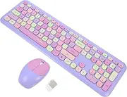 LABRIMP 1 Set Wireless Keyboard Mouse Punk Play USB Compatible Plug Play Durable Craftsmanship No Battery Included
