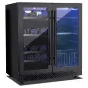 Husky Riserva 168L Double Door Dual Zone Wine Fridge in Black HUSWS66MBZY