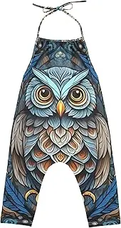 [Joisal] Toddler Romper Baby Girls Jumpsuits Graphic 2t One Piece Overall Cool Owl Vibrant Blue Cotton Outfits, Cool Owl Vibrant Blue