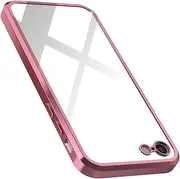 UEEBAI Case for iPhone SE 2020 iPhone 7 iPhone 8, Ultra Slim Clear TPU Case Anti-Yellowing Sleek Stylish Plated Flexible TPU Bumper Case Anti-Scratch Shockproof Protective Back Cover - Rose Gold