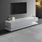 Suprilla Sturdy Construction High Gloss Finish Tempt Glass White TV Cabinet