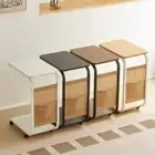 Movable Sofa Side Table 2-Tier Storage Shelf Bedside Table Coffee Table