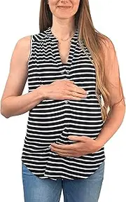 [Eliana] Stretchy Sleeveless Deep Vneck Maternity & Nursing Tank Top with Snap Buttons - Summer Maternity Clothes