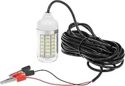 zolyet 12V 15W Underwater Fishing Attract Light Lamp Fish Finding System Light with 30ft Power Cord and Battery Clip White