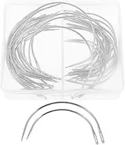TEHAUX Curved Needles Sewing 40Pcs C Type Weaving Needle Hand Sewing Needles 2 Sizes 2.5/3.5 Inch Leather Needles for Carpet Leather Canvas Repairing, Blocking Knitting