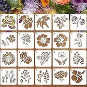Flower Stencils for Painting on Wood, 20Pcs Sunflower Painting Stencil Reusable Stencils DIY for Painting Wall Floor Decor Rock Dot Painting Art Projects A