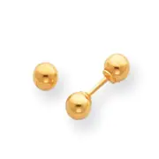 14K Yellow Gold Hollow 4mm Reversible Ball Stud Earrings Madi K Child's Jewelry
