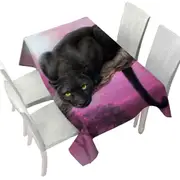 Animal Art Black Panther over Pink Tablecloth