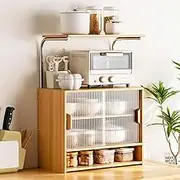 HOLMZCED 5 Tiers Kitchen Storage Cabinet with Adjustable Shelf, Countertop Pantry Cabinet with Partition Tabletop Storage Organizer with Door for Kitchen Living Room Dinning Room