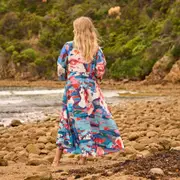 Coastal Canvas Maxi Dress � Abstract Art Print on Soft Cotton - BD60