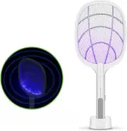 -Electric Bug Zapper Racket - Rechargeable Fly Swatter with High Voltage Grid fo