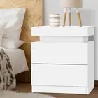 Modern Bedside Table 2 Drawer Nightstand Cabinet Bedroom Storage Lamp Desk White