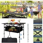 BBQ Camping Table Aluminium Roll Up Portable Picnic Outdoor Foldable Desk Black