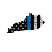 Distressed Thin Blue Line Kentucky State Shaped Subdued US Flag Sticker