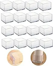 16Pcs Square 35x35mm Silicone Chair Leg Floor Protectors, Chair Leg Caps, Furniture Foot Protectors, Free Moving Table Leg Covers, Stool Leg caps to Prevent Hardwood Floor Scratches and Reduce Noise