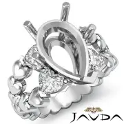 Natural Diamond Engagement Ring 18k White Gold 1Ct Heart & Pear Shape Semi Mount