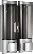 Eacam Double Liquid Soap Dispenser, Shampoo & Shower Gel, Wall Mount, Manual, 200ml x2, Silver