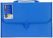 Worldone Foolscap Expanding File Folder with Handle and Lock 13 Indexed Pocket for Documents Sorting, Durable Long Lasting Polypropylene 0.7 mm Outer Cover Sheet 0.2 mm Inner partition Sheets FC Size, Set of 1 (Blue)