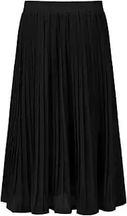 [Eymitory] Girls Maxi Pleated Skirt Chiffon Elastic High Waist A-Line Boho Swing Long Skirts