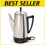 Durable Stainless Steel 12-Cup Coffee Percolator with Easy-Pour Spout
