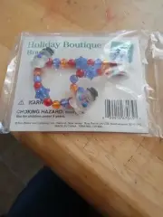 Russ Berrie Holiday Boutique Beaded Bracelet - Snowmen New Unopened