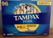 TAMPAX Pearl Regular Tampons Unscented w/ Leakguard Protection (96 Ct.)