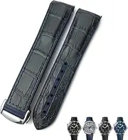 [HKIDKK] 21mm 22mm Rubber Leather Watchband 19mm 20mm for Omega Seamaster 300 Speedmaster AT150 HydroConquest Sports Strap