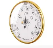 Barometer,Barometer Indoor,Fishing Barometer,Barometers for The Home-Gold, Round, 5.1in, Mechanical Core-Archive Room/Laboratory/Livestock Breeding/Greenhouse Nursery/Museum/Rv/Hotel/48