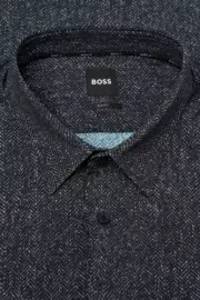 BOSS Performance Stretch Shirt Print Pattern Italian Fabric Slim Fit - Size M