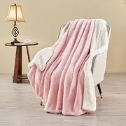 LINENOVA Sherpa Fleece Throw Blanket for Couch - Thick and Warm Blankets for Winter, Soft and Fuzzy Throw Blanket for Sofa (Pink, 127x152cm)