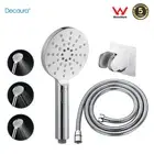 Decaura Shower Handset 3-Mode Hand Held Round Adhesive Holder+Shower Hose Chrome