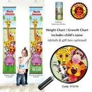 Height Growth Chart with Jungle Animal Theme for Kids Bedroom