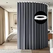 cbsroro Room Divider Ceiling Mounted Curtains Track Sets Extra Wide Blackout Curtain Flexible Tracks for Bedroom Privacy Partition Separator, 1 Panel Grey Drape and White Rail, W15 x H8ft