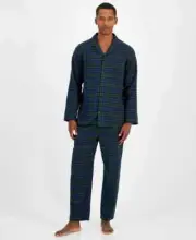Club Room Men's 2-Pc. Sato Plaid Flannel Pajama Set, Lush Meadow, Small