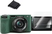 A6700 Camera Case Accessories - Silicone Case for Sony Alpha 6700 & LCD Screen Protector for Sony A6700 [2 Packs] & Camera Hot Shoe Cover for Sony A6700, Green (Green 1), Camera case