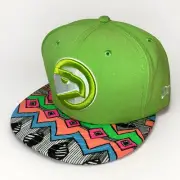 7 1/2 Atlanta Hawks 90s Neon Abstract Geometric Brim 59FIFTY New Era Fitted Lime