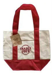 NWT Trader Joe’s Mini Canvas Tote Bag Red NEW